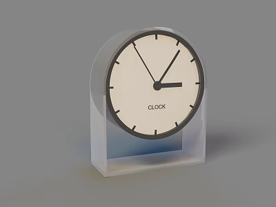 Modern Minimalist Clock with Transparent Base White Dial and Black Hands Markers 3d model