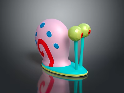 Colorful Pink Snail Shaped Commercial Equipment With Blue Spots Green Eyes And Red Spiral Pattern 3d model