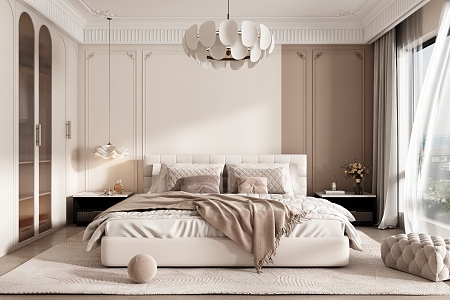 Cream French Style Bedroom 3d model