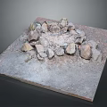 Natural Stone Circle Design With Wooden Square Platform Base And Rough Stones