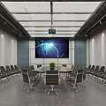 Stylish Office Interior Featuring Desk Dark Ceiling Bookshelves White Chairs World Map Decor And Sofa