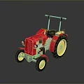 Red Tractor Model With Yellow Wheels Black Seat And White Accents