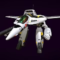 White Mechanical Robot In Fighter Jet Design With Weapon And Arm Features 3d model