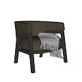 Elegant Luxury Green Leather Accent Chair With Wooden Frame And Knitted Throw