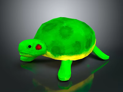 Cute Stuffed Turtle Toy With Green Shell Yellow Edges And Red Eyes 3d model
