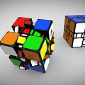 Two Different Rubik's Cubes Colorful Twisted And Blue White Solved Puzzle Toys