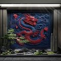 Background dragon background stereo background courtyard landscape 3d model