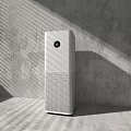 Sleek White Upright Air Purifier Daily Appliance With Modern Design In Gray Wall Interior