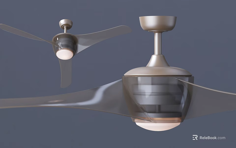 Modern Air Conditioner Fan With Transparent Blades And Built In Light 3d model 