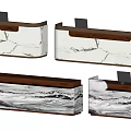 Modern Reception Desk With Marble Texture White And Wood Color Different Styles