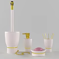 Modern White Gold Bathroom Accessories with Toilet Brush Soap Dispenser Toothbrush Holder Soap Dish