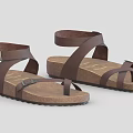 Brown Leather Sandals With Adjustable Buckle Cross Straps And Comfortable Soft Sole Casual Footwear