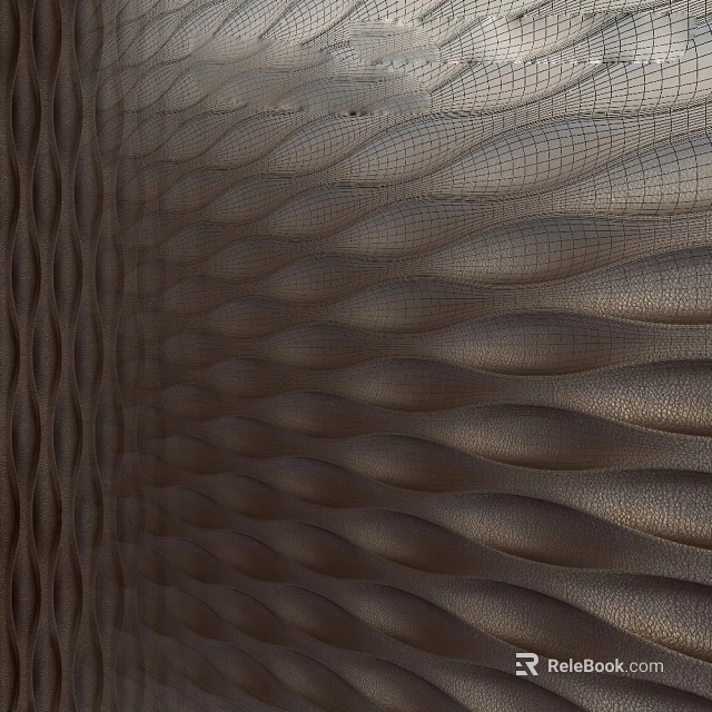 Wavy Textured Wall Featuring 3D Wave Patterns And Metallic Mesh Design 3d model 