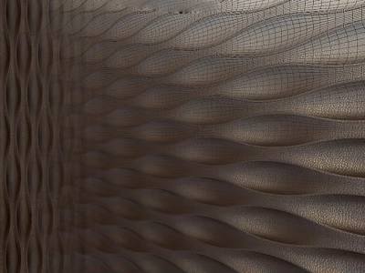 Wavy Textured Wall Featuring 3D Wave Patterns And Metallic Mesh Design 3d model