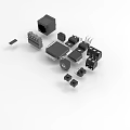 Essential Industrial Equipment Electronic Components Featuring Black Connectors Heat Sinks And Chips