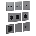 Modern Switch Panels Featuring Gray Gold Black Sockets And Round Knob Design