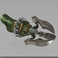 Decorative Green And Gold Mechanical Claw Weapon With Intricate Metal Parts Design