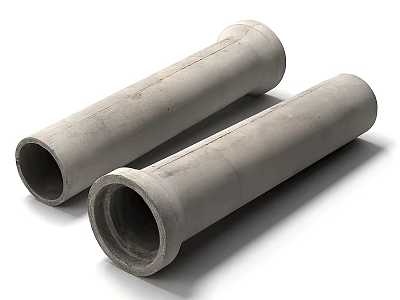 Two Gray Concrete Pipes For Construction Projects With Durable Material And Smooth Finish 3d model