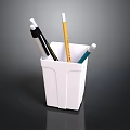 White Stationery Holder With Pens And Pencils For Desk Organizing