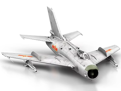 Silver Gray Fighter Jet Model With Red Insignia Cockpit And Wings 3d model
