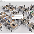 Modern Office Workspace With Multiple Desks Computers Ergonomic Chairs And Dividers 3d model