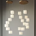 Elegant Geometric Pendant Lights With White Marble Pattern For Modern Interior