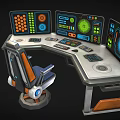 operation desk computer desk operation center console control center science fiction equipment science fiction device control room central desk 3d model