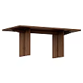 Solid Wood Dining Table With Rectangular Top And Sturdy Wooden Legs 3d model