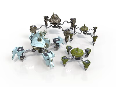 Futuristic Mechanical Components With Robotic Arms Gear Joints And Metallic Structures 3d model