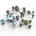 Futuristic Mechanical Components With Robotic Arms Gear Joints And Metallic Structures