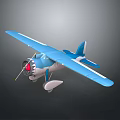 Blue Biplane Model With White Accents And Propeller Design 3d model