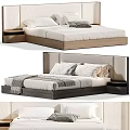 Modern Bedroom Bed With Upholstered Headboard Wooden Frame And Soft Pillows Bedding