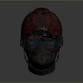 SEBEL Brand Helmet With Red And Black Patterns Goggles And Face Mask Design