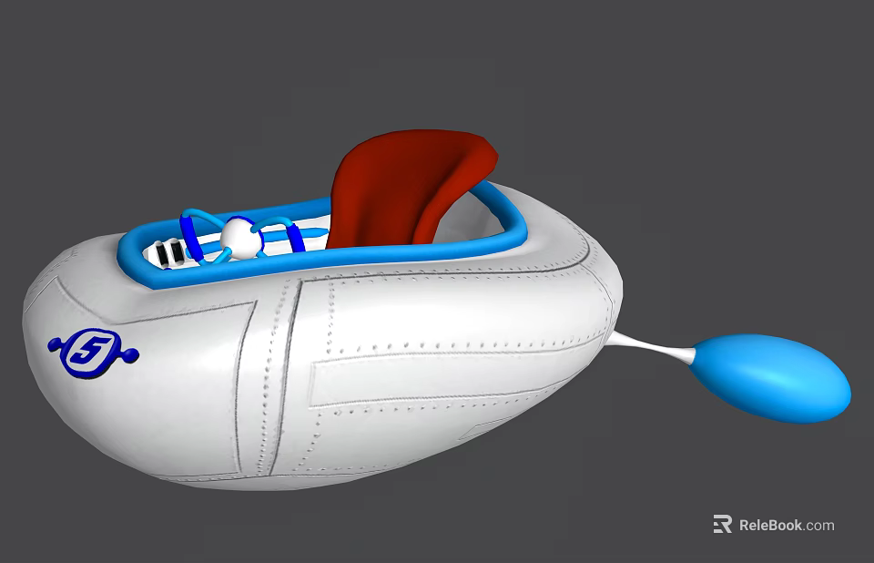 Cartoon Car With White Body Blue Accents Red Seat And Streamlined Design 3d model 