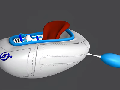 Cartoon Car With White Body Blue Accents Red Seat And Streamlined Design 3d model