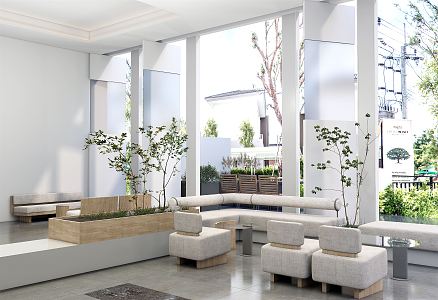 Modern reception area Sales office Negotiation area 3d model