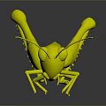 3D Grasshopper Character Model With Low Poly Design And Detailed Legs Antenna 3d model