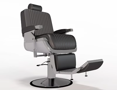 Modern Black Leather Massage Chair With Armrests Metal Base And Footrest 3d model