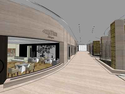 Modern Elevator Corridor With Spacious Wooden Floor Bright Lighting And Glass Facade 3d model