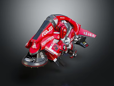 Red Futuristic RAYTEC Racing Vehicle With Transparent Windshield And Streamlined Mechanical Structure 3d model