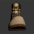 Durable Work Boots Orange And Beige With Blue Laces Yellow Material Label For Daily Use