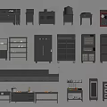 Kitchen Furniture Components Including Cabinets Shelves Island And Appliances