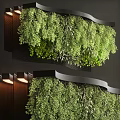 Modern Elegant Reception Desk With Green Plants And LED Light Strips 3d model