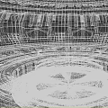 Cartoon Futuristic Circular Structure Scene With Multi Level Platforms Metal Railings And Glowing Lights