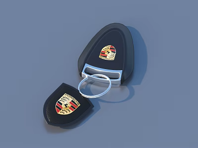Porsche Car Key Fob With Open Black Case And Logo Design For Daily Use 3d model