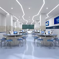 Modern School Computer Classroom Interior With Desks Computers 3d model