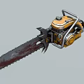 Heavy Duty Industrial Chainsaw Equipment With Yellow Body Metal Frame And Worn Saw Chain
