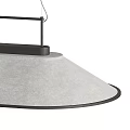 Three Contemporary Pendant Lights With Gray Conical Fabric Shades For Home Interior