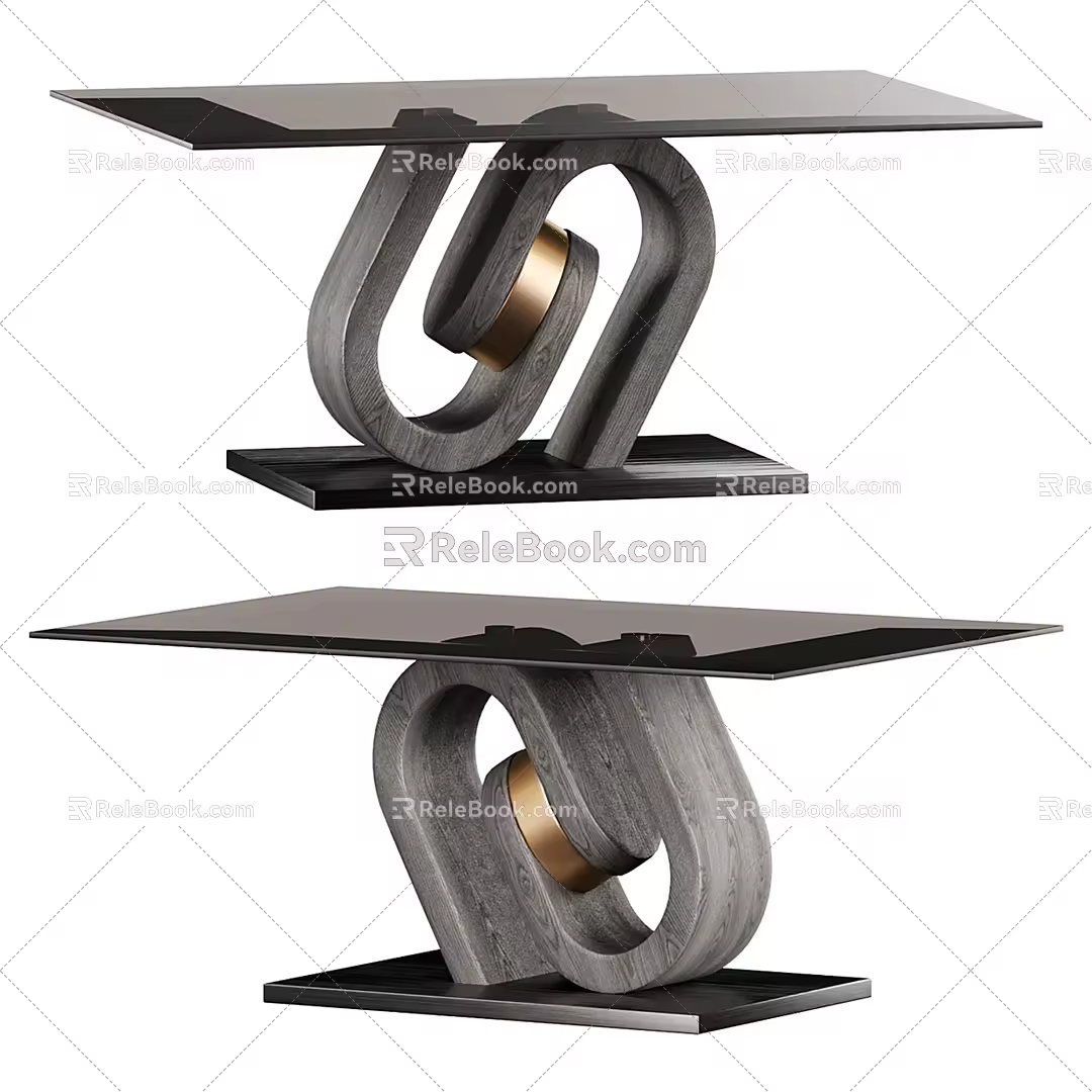 Modern end view desk end view case 3d model