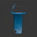 Modern Blue Waste Bin With Flip Lid And Rolling Wheels Design Feature